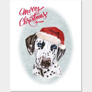 Dalmatian Merry Christmas Santa Dog Posters and Art